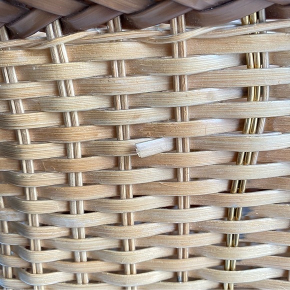 Vintage 60s Wicker Tote Bag Picnic‎ Basket Retro Purse - Picture 4 of 11